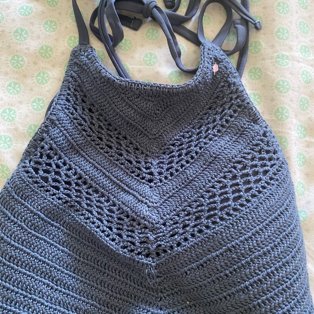 Xhilaration Navy Crochet Halter Top